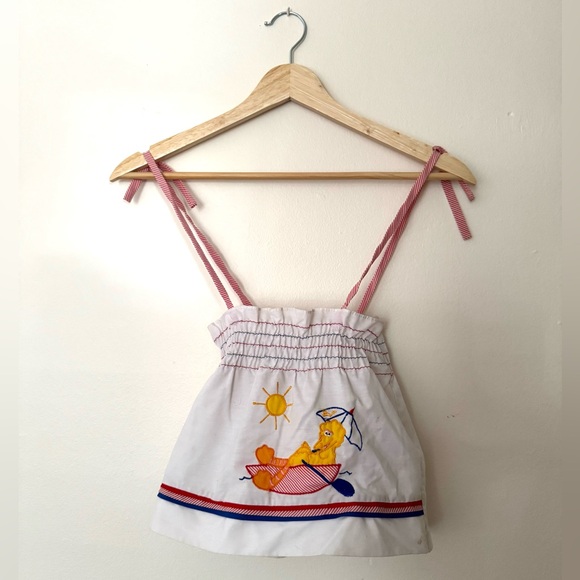 Sesame Street Other - Vintage 80’s Sesame Street Baby Girl’s White Dress with Embroidered Big Bird